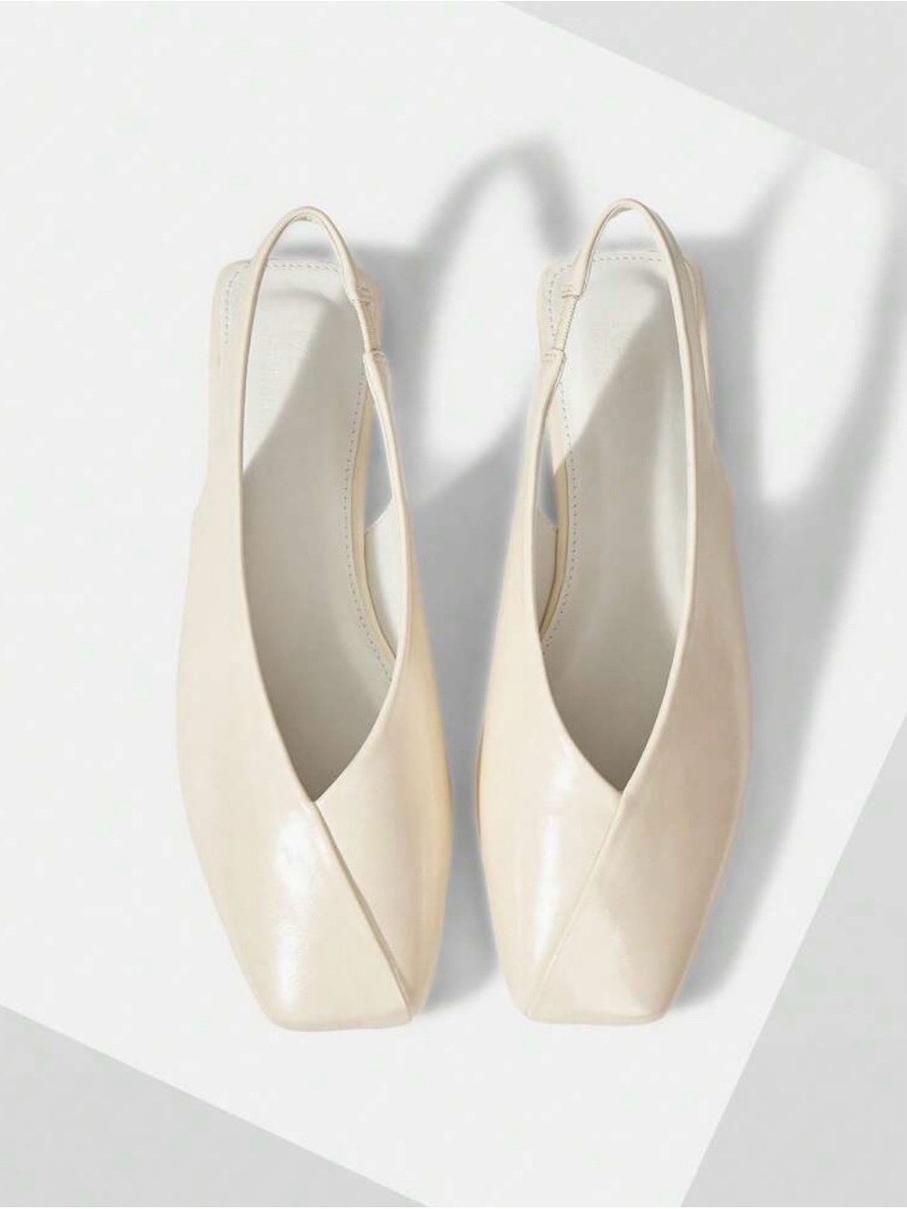 MOTF Cream Slingback Square-Toe Flats